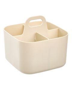 Poly cutlery holder, polystyrene, beige, 16.5x16.5x15 cm