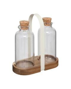 Harmony set of Oil/Vinegar holder, borosilicate glass, brown, 17x8x19 cm