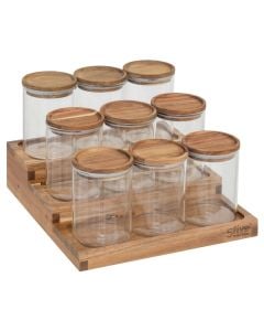 Harmony spice holder set, borosilicate glass, brown, 24x23x15 cm