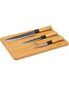 Set thikash (PK3) dhe prerëse, inoks/bambu, bezhë, 35.2x25x3.5 cm