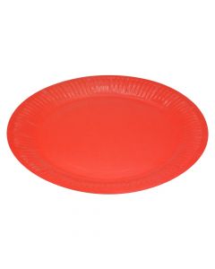 Plate, "Happy Party", cardboard, 23 cm, red, 6 pieces
