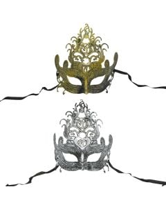 Maske Halloweeni, 20x20 cm, floriri, argjend