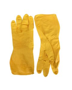 Plastic glove (Pck 2), Size: 20 cm, Color: Yellow, Material: Plastic