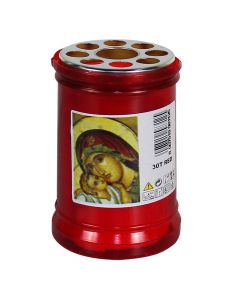 Candle, paraffin-plastice, red, 10 cm