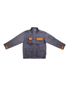 Working jacket with many pockets, TEXO,, cotton/polyester, gray/orange, L