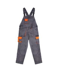 Coveralls working with belts and many pockets, cotton/polyester, gray/orange, XL