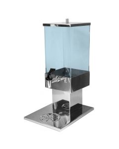 Square Juice Dispenser  LT. 7 with metal tap, Size: 23.5x31xH50 cm, Color: Silver, Material: Stainless steel + Polycarbonate