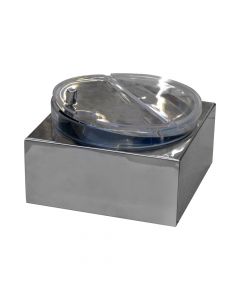 Square thermal fruit mix holders w/lid, Size: 24x24 cm, Color: Silver, Material: Stainless steel