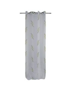 Curtain with rings, polyester, white-green, 140x260 cm