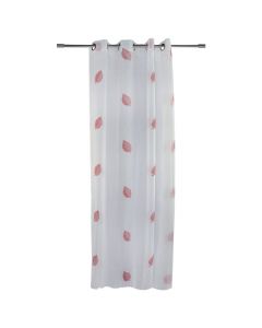 Curtain with rings, polyester, white-red, 140x260 cm