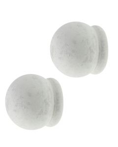 Knobs for wooden rod SHABBY, Size: Dia.28mm, Color: White, Material: Wooden