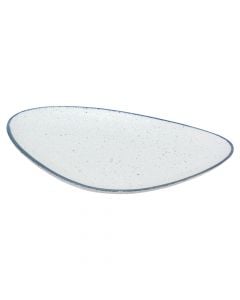 Organica Mare triangular plate, porcelain, white with blue contours, 28 x 20.5cm
