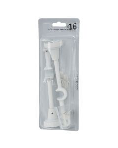 Double support for metallic rod, Size: Dia 16mm/18.5cm, Color: White, Material: Metallic