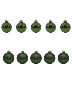 Decorative sphere, glass, green, dia 6 cm, 10 pc