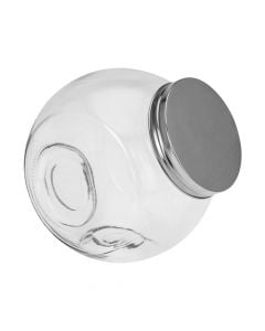Jar with metal lid, 1.5 lt, glass, dia 16 cm, transparent