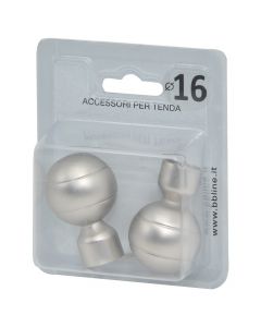 Knods for curtaind rod sfera, metallic, silver, dia 16 mm