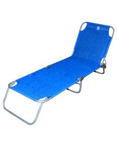 Beach Chair, steel-textilene, dark blu, 185X55X24 cm
