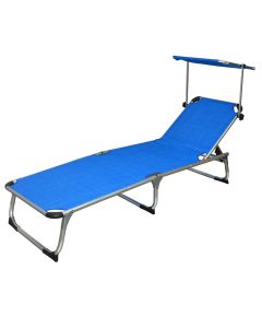 Folding Bed, aluminium-textilene, light blue, 189x60x28 cm