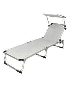Folding Bed, aluminium-textilene, light grey, 189x60x28 cm