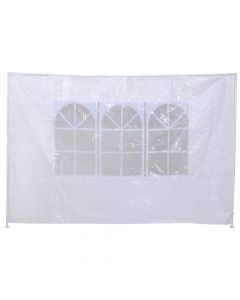 Mur anësor për gazebo, me dritare, PE, e bardhë, 2.9x1.9 m