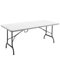 Folding garden table, PVC-steel, white, 75x180xH72 cm