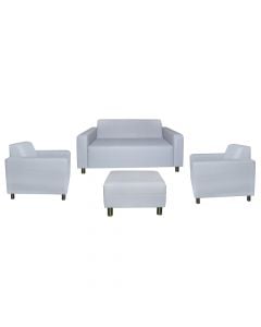 Double sofa+2 armchairs+table, FITCH, impregnated wood/antibacterial foam/100% waterproof fabric, light blue