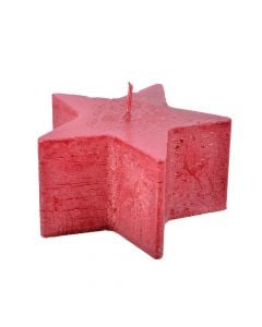 Star candle, parafine, light red, dia 10xH5 cm