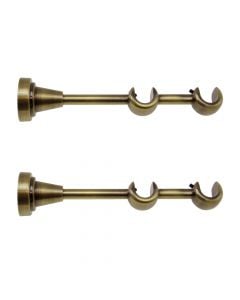 Support double for curtain rod, metallic, bronze, dia 16 mm