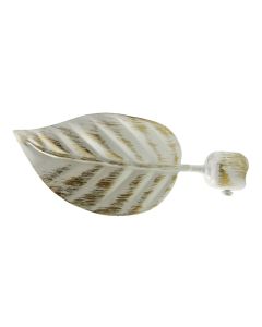 Knob for curtain rods, Foglia Lauro, metallic, white, dia 20 mm