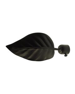 Knob for curtain rods, Foglia Lauro, metallic, black, dia 20 mm
