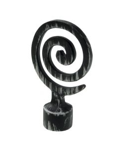 Knob for curtain rods, Rio, metallic, black-silver, dia 20 mm