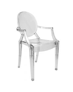 Ghost chair with arms, polycarbonate, material, transparent, 54x56xH92 cm