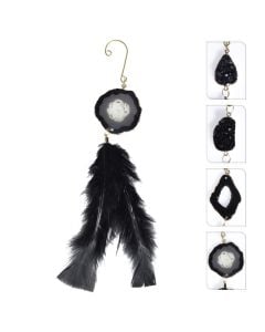 Decorativ hanging feather, polyresin, assorted, 27 cm