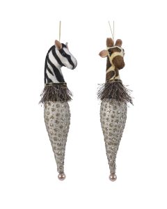 Decorative zebra, black / gold, polyester, 6 x 4 x 23 cm