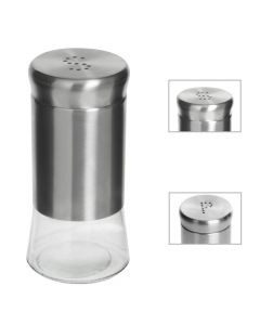 Mbajtëse kripe, inoks+qelq, argjendi/transparente, ø5.5 xH11.5 cm