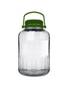 Jar, green lid, glass, clear, Ø13.7 xH29.4 cm, 5 lt