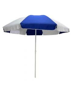 Beach umbrella, with ventilation, blue / white, metal / polyester structure, 8 wires, Dia. 2.4M