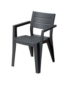 Julie dining chair, plastic, dark gray, 61.5 x 58.5 x 79 cm