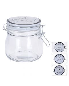 Jar, silicone ring, glass, clear, Ø10.5 xH11 cm, 580 ml
