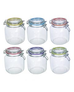 Jar, silicone ring, glass, clear, Ø12 xH15 cm, 1000 ml