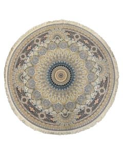 Round Persian rugs, 100% acrylic, cream / blue, Dia. 200 cm