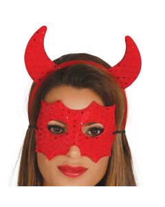Sett Demon, brire me maske, tekstil, kuqe, 2 cope