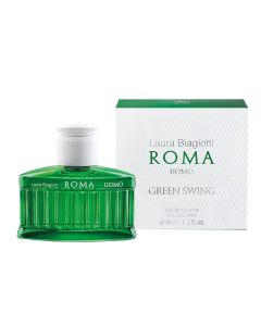 Eau de toilette (EDT) for men, Roma Uomo, Green Swing, Laura Biagiotti, glass, 40 ml, green and white, 1 piece