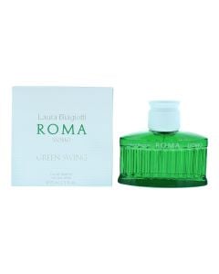 Eau de toilette (EDT) for men, Roma Uomo, Green Swing, Laura Biagiotti, glass, 75 ml, green and white, 1 piece