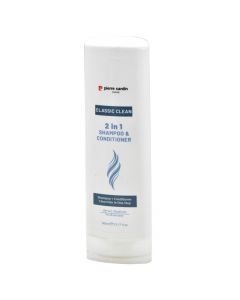Shampo dhe balsam për flokët, 2 në 1, Pierre Cardin, plastikë, 360 ml, e bardhë dhe blu, 1 copë