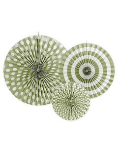 Rozete dekorative, "Pastelove", me printim, ngjyrë ulliri pastel, 40 cm, 32 cm, 23 cm, 3 copë
