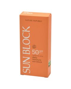 Krem hidratues me 50+ SPF, për mbrojtjen e lëkurës ndaj diellit, Daily Moisture Sun Block, Nature Republic, plastikë, 50 ml, portokalli, 1 copë