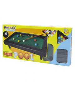 Mini pool billiard game for kids, plastic, 18.5x31x8 cm, blue and orange, 1 piece