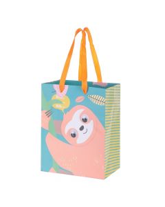 Gift bag, Sloth, Miniso, paper, 20.2x25.4x12.1 cm, turquoise, 1 piece
