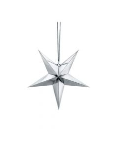 Paper star, mirror paper, 30 cm, silver, 1 piece